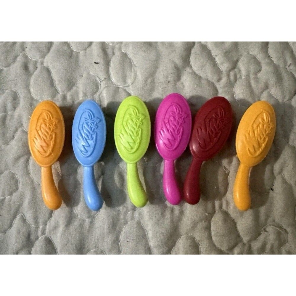 Winx Club Mini Hair Brush Accessories Lot of 6 Rainbow Colors Y2K Doll Toy